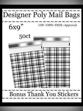 50ct  6x9’ Polymailer Bags~BONUS ⭐️50ct Free Stickers~New~ Quality Designer